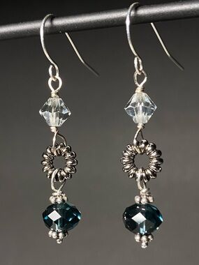 Blue Crystal Drop Earrings